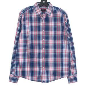 Untuckit Mens Shirt Torrey Ridge Preppy Hipster Button Up Plaid Blue Pink Medium